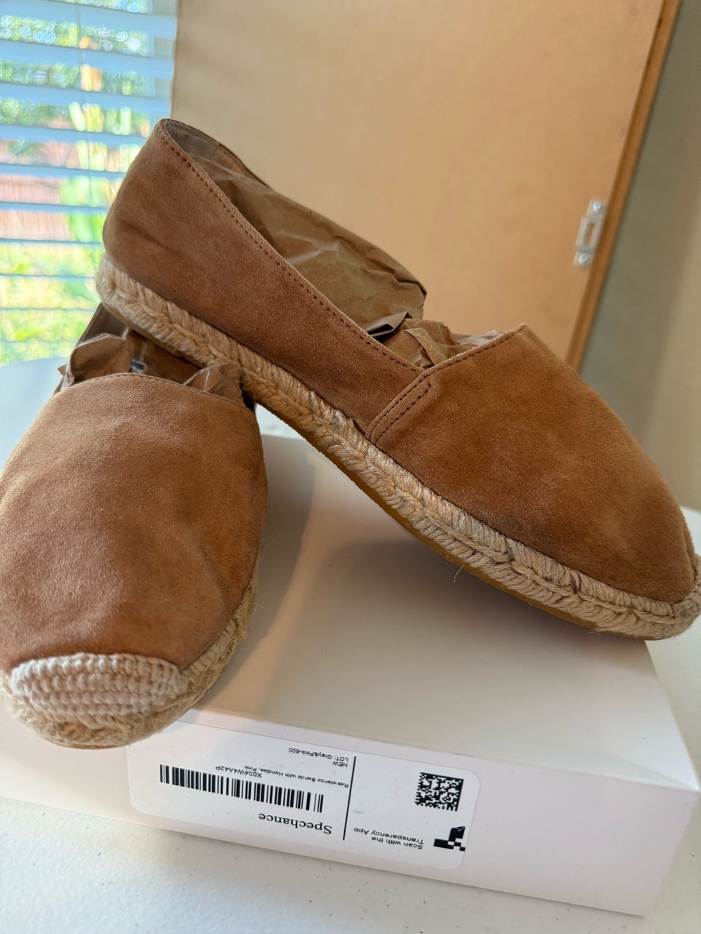 Women's Patricia Green Camel Tan Suede Espadrille Flats  Slip-Ons Sz10